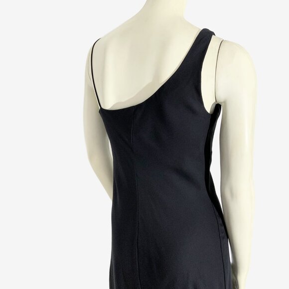 Vintage Y2K Black Chiffon Slip Dress with Cowl Neckline / Made in USA / Small - Picture 4 of 12